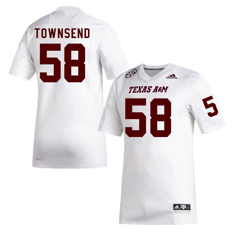 Men #58 Garrett Townsend Texas A&M Aggies College Football Jerseys Stitched Sale-White - Click Image to Close